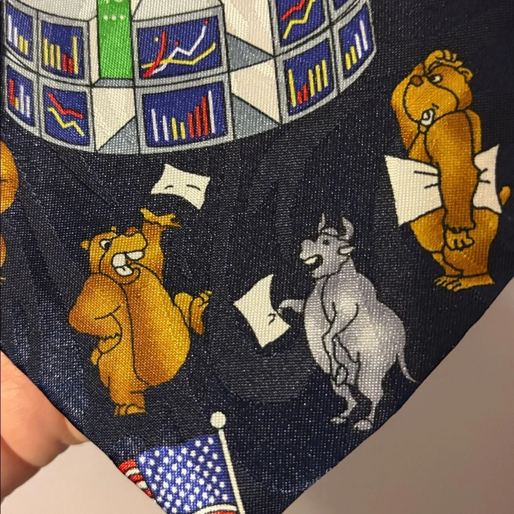 Fratello Vintage Stock Market Bulls and Bears Tie Necktie